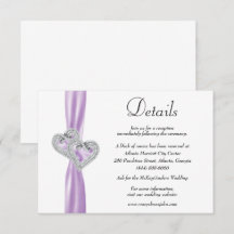 Diamond Hearts Purple Ribbon Detalhes do Casamento