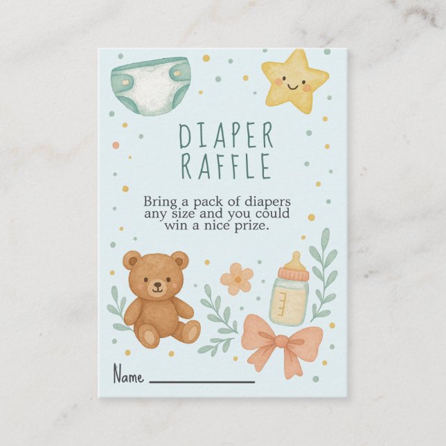 Cartão De Informações Diaper  (Frente)