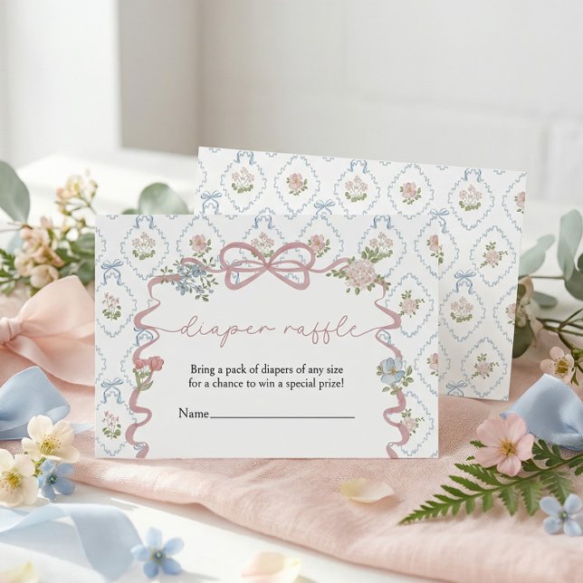 Cartão De Informações Diaper Raffle Baby in Bloom Baby Shower (Criador carregado)