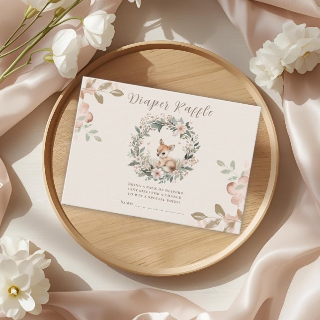 Cartão De Informações Diaper Raffle Baby Shower Game Cute Bear (Criador carregado)