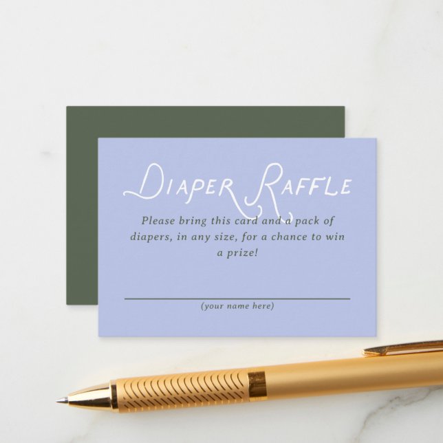 Cartão De Informações Diaper Raffle Baby Shower Ticket (Frente/Verso In Situ)