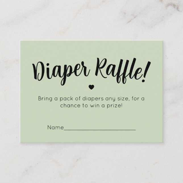 Cartão De Informações Diaper Raffle Card (Frente)
