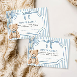 Cartão De Informações Diaper Raffle Card Blue Bear