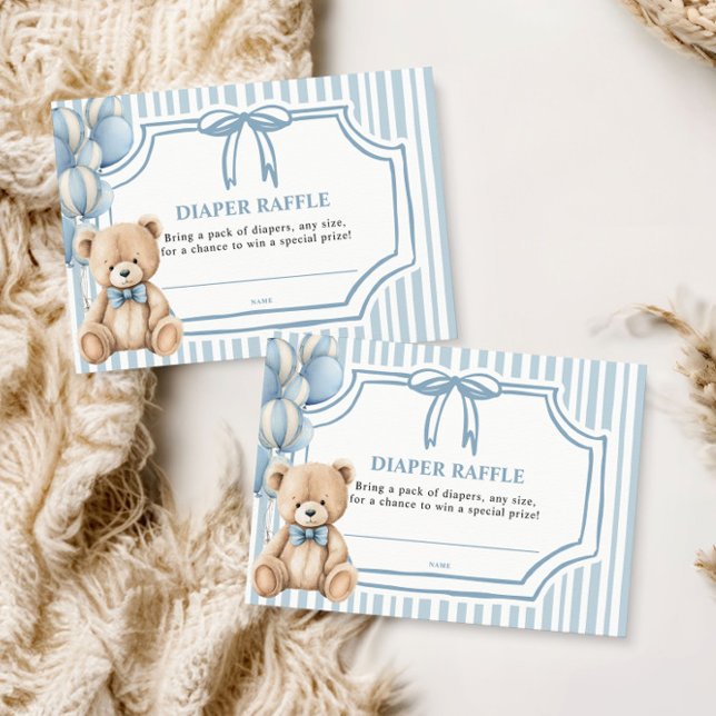 Cartão De Informações Diaper Raffle Card Blue Bear (Criador carregado)