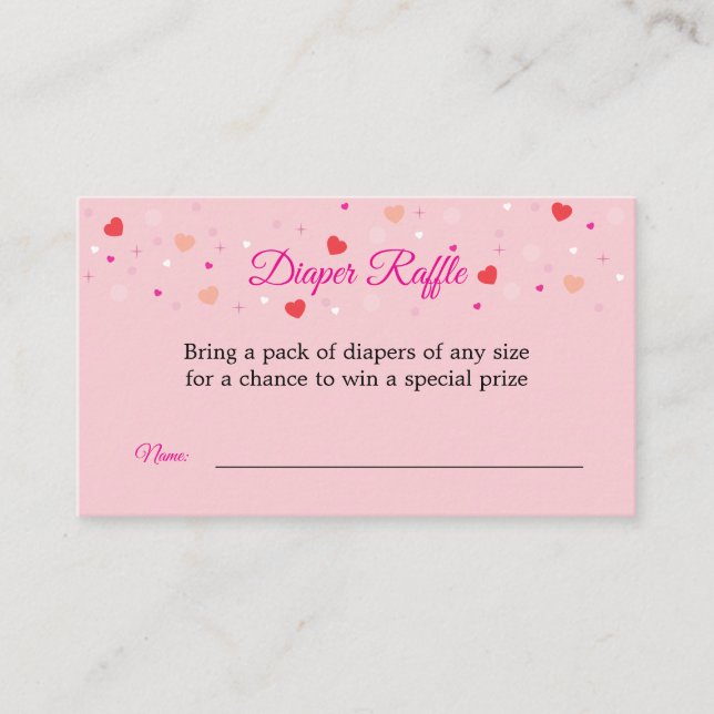 Cartão De Informações Diaper Raffle Card to Include with Invitations (Frente)