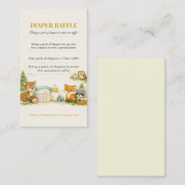 Cartão De Informações Diaper Raffle Card | Woodland Baby Shower Invite
