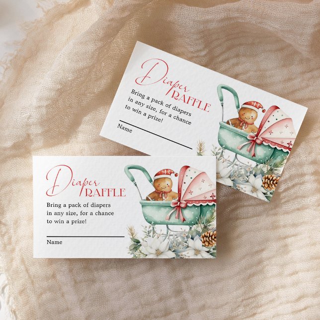 Cartão De Informações Diaper Raffle Christmas Gingerbread Baby Shower (Criador carregado)