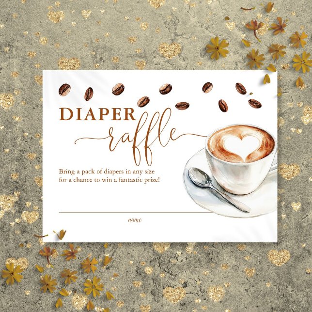 Cartão De Informações Diaper Raffle Coffee Bean Baby Shower (Diaper Raffle Coffee Bean Baby Shower Enclosure Card)