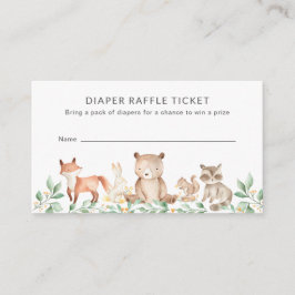Cartão De Informações Diaper Raffle Cute Woodland Animals Baby Shower