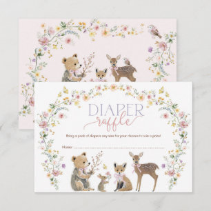 Cartão De Informações Diaper Raffle Flores Silvestres Pastel Baby