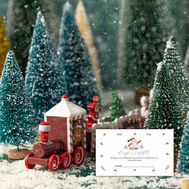 Cartão De Informações Diaper Raffle It's Cold Outside Santa Baby Shower (Diaper Raffle It's Cold Outside Santa Baby Shower Enclosure Card)