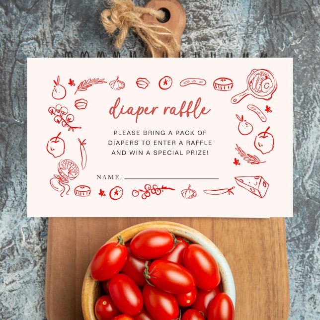 Cartão De Informações Diaper Raffle | Mamma Mia Italian Baby Shower (Criador carregado)
