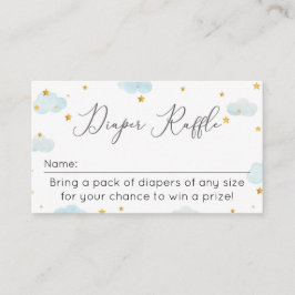 Cartão De Informações Diaper Raffle Moon & Stars watercolor baby shower