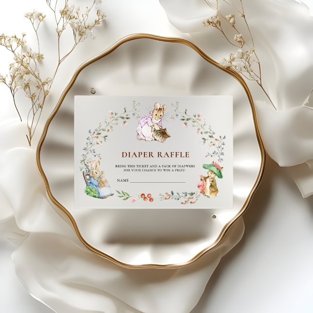 Cartão De Informações Diaper Raffle Peter Rabbit Baby Shower Ticket (Criador carregado)