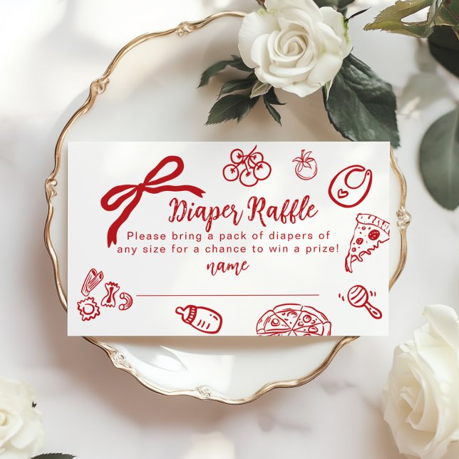 Cartão De Informações Diaper raffle Special Delivery Hand drawn Bow (Criador carregado)