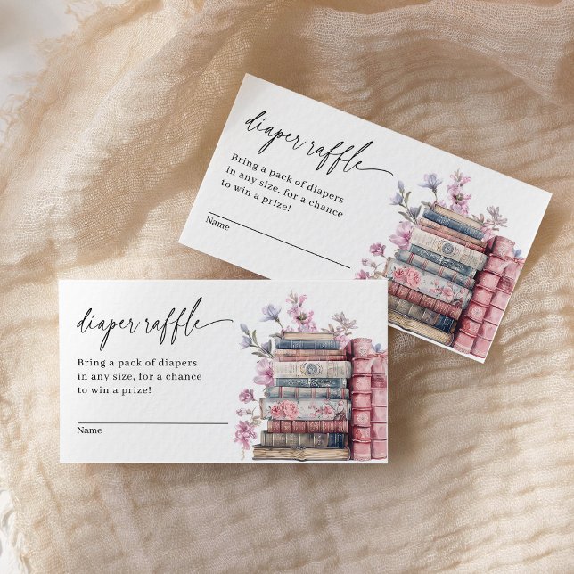 Cartão De Informações Diaper Raffle Storybook New Chapter Baby Shower (Criador carregado)