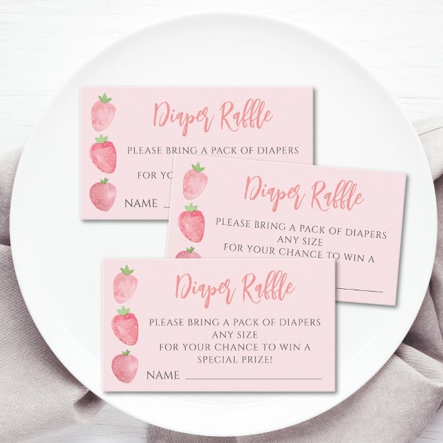 Cartão De Informações Diaper Raffle Strawberry Baby Shower (Criador carregado)