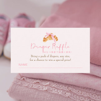 Cartão De Informações Diaper Raffle Ticket Coquette Croissant