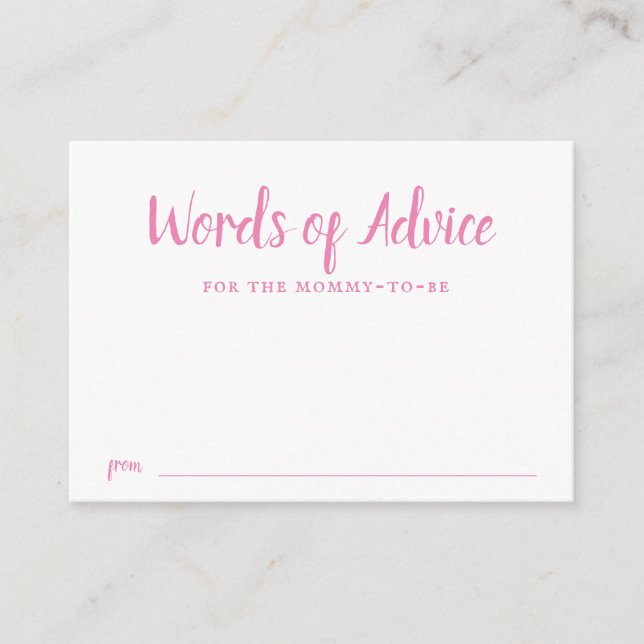 Cartão De Informações Dica-Chá de fraldas Rosa (Frente)