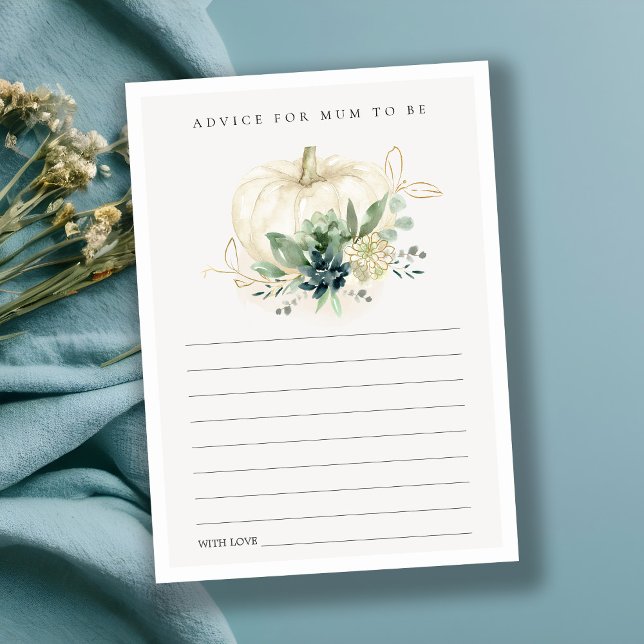 Cartão De Informações Dicas de Abóbora Suculenta para Chás de Bebê (Criador carregado)