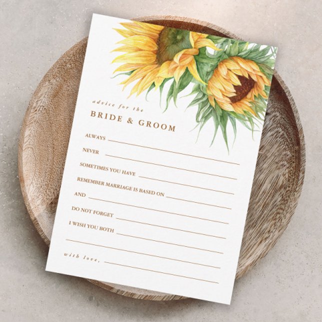 Cartão De Informações Dicas de Chá de Noiva do Girassol Rústico (Rustic sunflower fall bridal shower advice cards.)