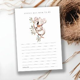 Cartão De Informações Dicas de folhagem de coala fofo para chá de bebê d