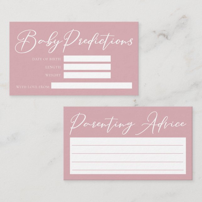 Cartão De Informações Dicas de Previsões de Chuvinha de Bebê Rosa Poeira (Frente/Verso)