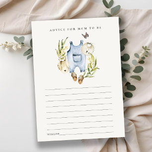 Cartão De Informações Dicas de Roupas com Folhagem para Chá de Bebê da M