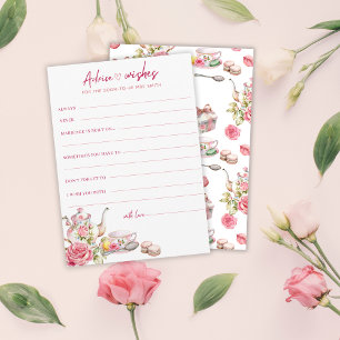 Cartão De Informações Dicas e desejos de Chás de Noiva florais rosa Vint