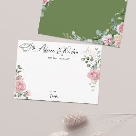 Cartão De Informações Dicas e Desejos de Formatura com Rosas Rosadas