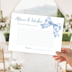 Cartão De Informações Dicas e Desejos para Chá de Noiva com Laço de Toal