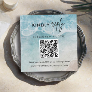 Cartão De Informações Digitalizar código QR RSVP Beach WedInsert