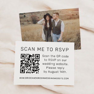 Cartão De Informações Digitalize-me para RSVP de Código QR de Casamento