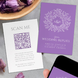 Cartão De Informações Digitalize meu código QR site de casamento monogra