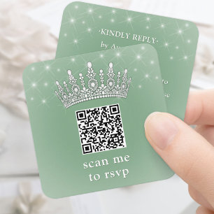 Cartão De Informações Digitalize o RSVP da Festa de Quince Anos Cor Safi