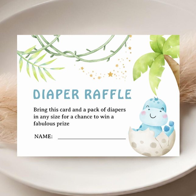 Cartão De Informações Dinosaur Baby Shower Boy Diaper Raffle (Criador carregado)
