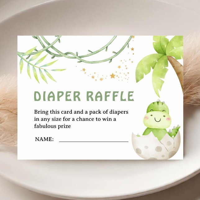Cartão De Informações Dinosaur Baby Shower Diaper Raffle (Criador carregado)
