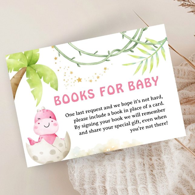 Cartão De Informações Dinosaur Baby Shower Girl Book For Baby (Criador carregado)