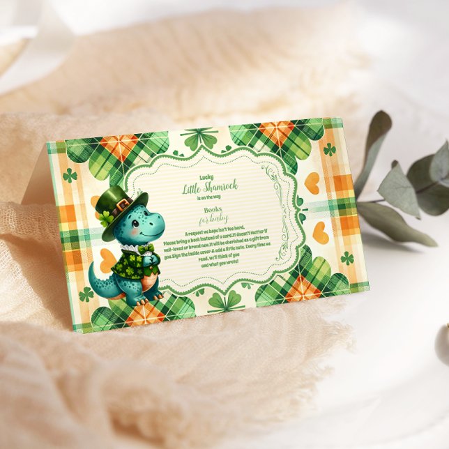Cartão De Informações Dinossaur Lucky Little Shamrock Livros para Bebê (Criador carregado)