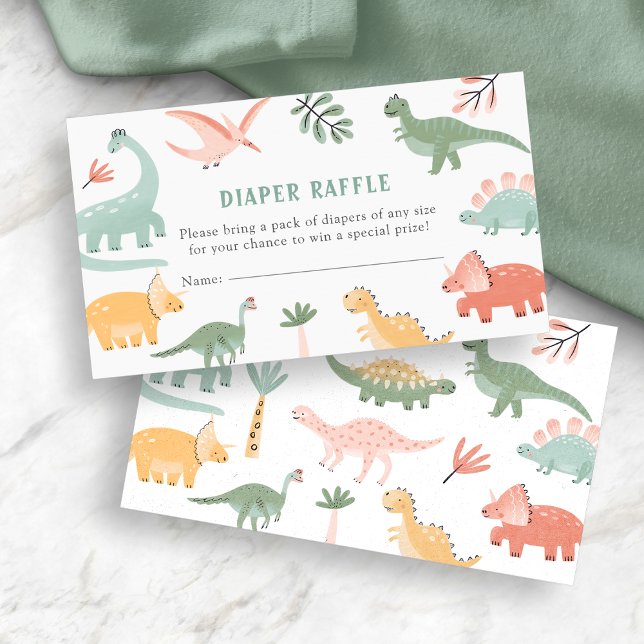 Cartão De Informações Dinossauro Fralda Raffle (Dinosaur Diaper Raffle Enclosure Card
)