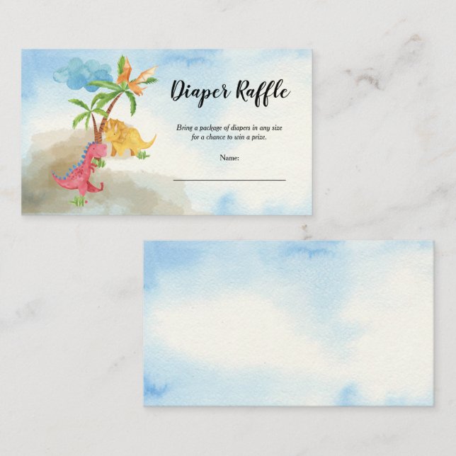 Cartão De Informações Dinossauros Bonitos Jogando Fralda Raffle (Frente/Verso)