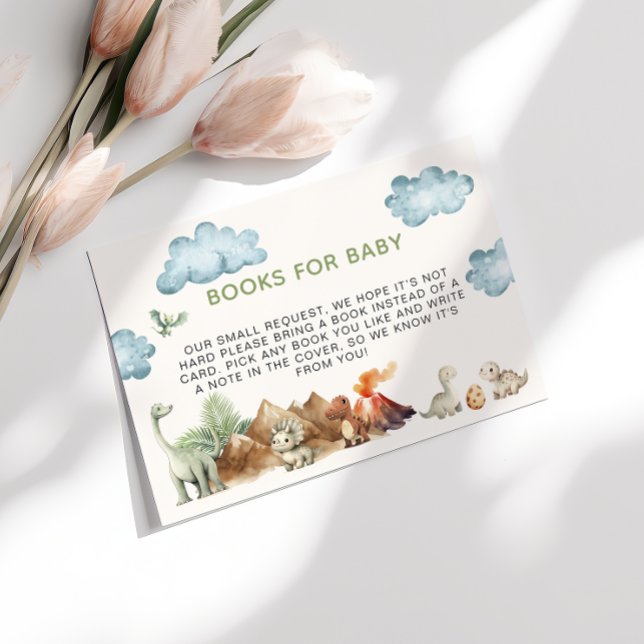 Cartão De Informações Dinossauros Para Chá de fraldas De Bebê (Criador carregado)