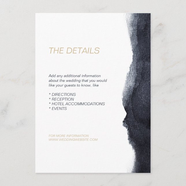 Cartão De Informações Direção de casamento simples e moderna da Indigo (Frente)