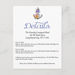 Cartão De Informações Direção de Detalhes Florais da Ancoragem de Barcos