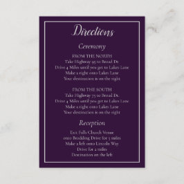 Cartão De Informações Direções Clássicas de Casamento de Roxo e Prata