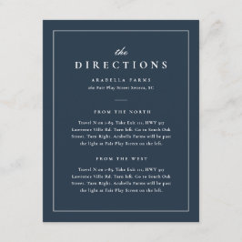 Cartão De Informações Direções de Casamento Azul Clássico do Marinho Ele