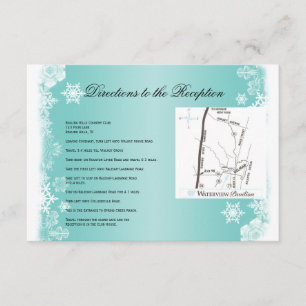 Cartão De Informações Direções de Casamento de Floco de Neve Azul Claro 