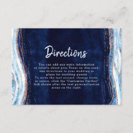 Cartão De Informações Direções de Casamento de Geodo Azul Safira Dourado