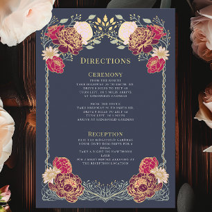 Cartão De Informações Direções de Casamento do Jardim Floral Encantado F