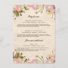 Cartão De Informações Direções de Casamento Floral em Aquarela Rústica C